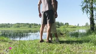 Passionate Sex Of A Teen Amateur Couple By A Summer Lake Outdoor