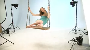 Hot Teen Model Poses Naked On A Swing