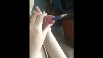 Handjob With A Pen In A Penis