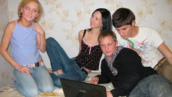 Russian Teens Katy And Foxy Appreciate Foursome Action